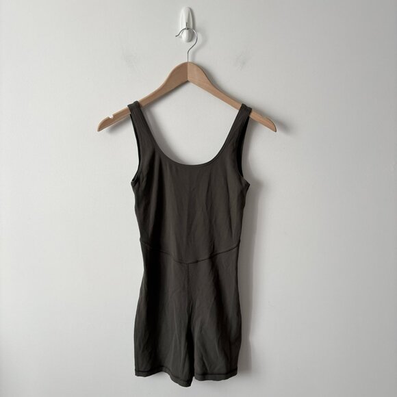 Aritzia Golden ButterSway Romper Back Cutout Dark Brown Green Size XS - Picture 2 of 5